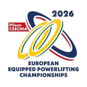Mistrovství Evropy mužů, žen, juniorů, mladších juniorů a masters v silovém trojboji EQ 2026 - logo